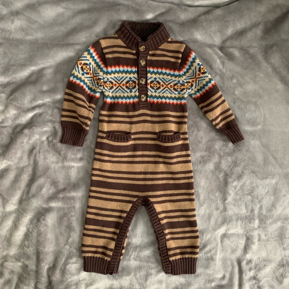 Baby Gap Brown Cozy Sweater Romper